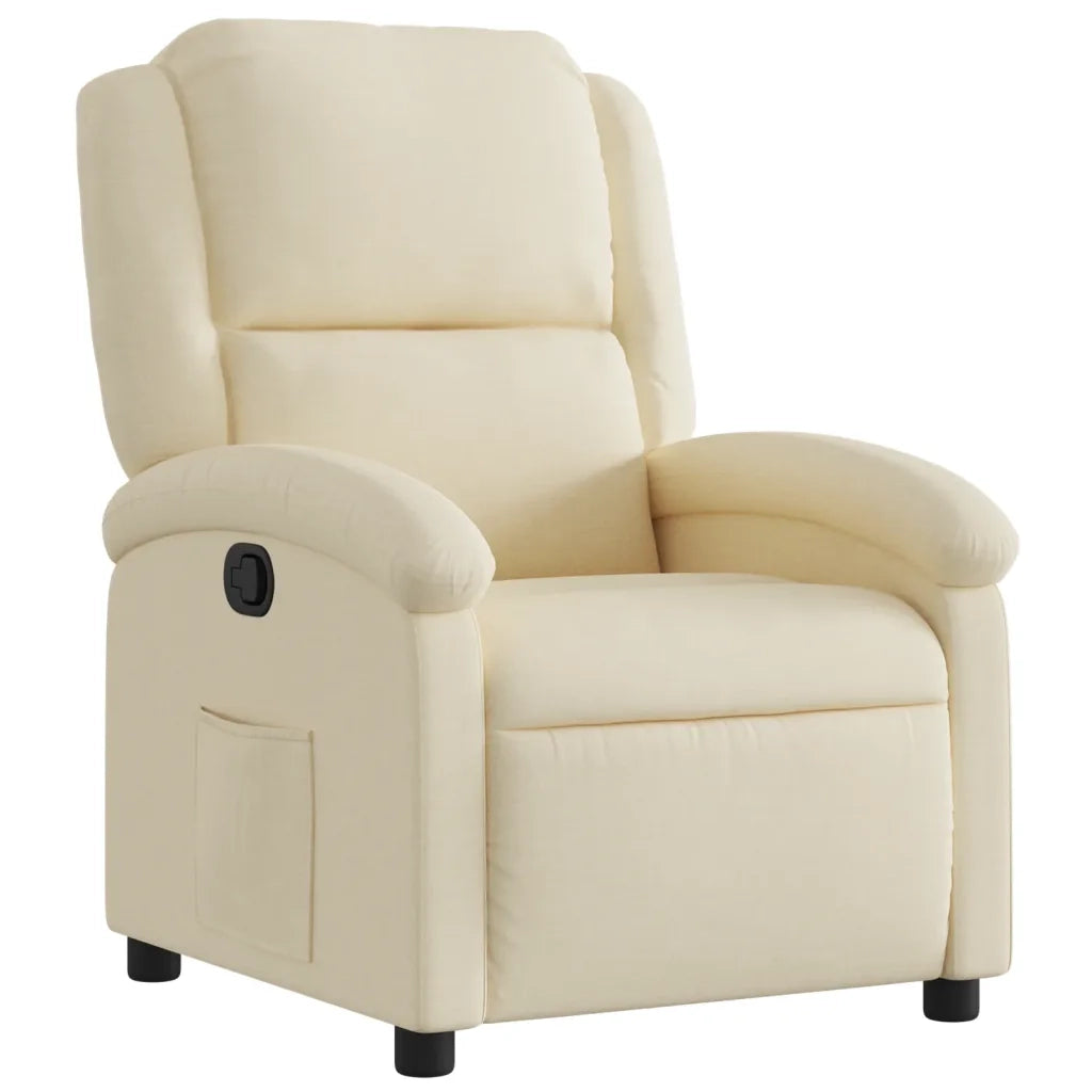 Poltrona | Sedia Relax Reclinabile in Tessuto Crema