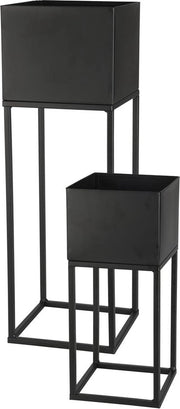 Set di supporti per piante in metallo da esterno da 58/37 cm nero da 2 pezzi