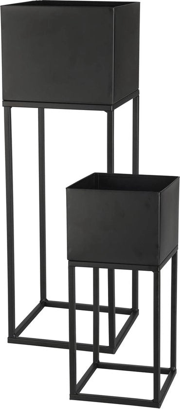 Set di supporti per piante in metallo da esterno da 58/37 cm nero da 2 pezzi