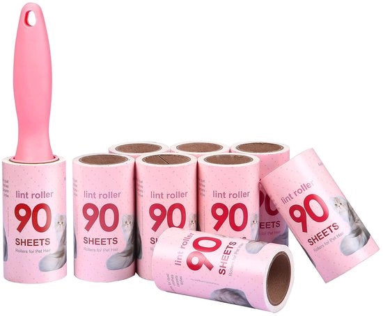Set di rulli solidi con 9 rulli e 90 vellini - Rollo di pulizia per abbigliamento e tappeti