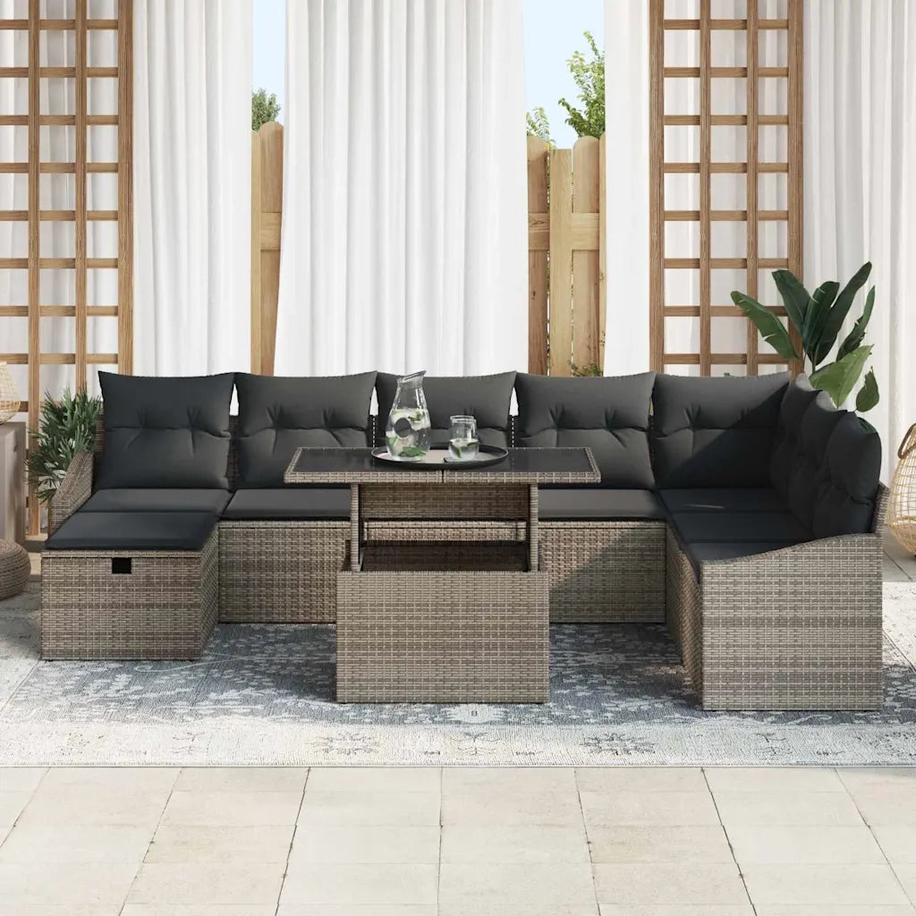 Set Divano da Giardino 9 pcs Grigio polyrattan 3361188