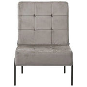 Poltrona Relax | Sedia Relax 65x79x87 cm Grigio Chiaro in Velluto