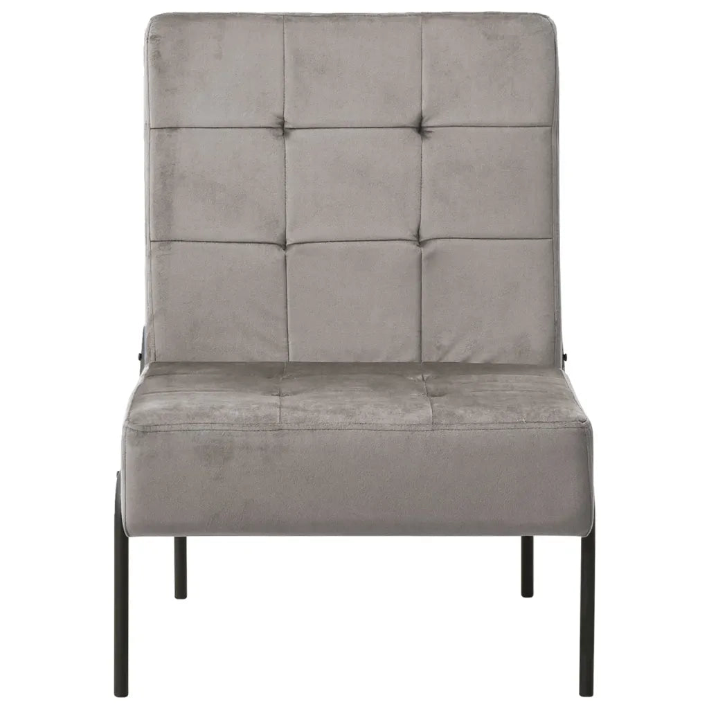 Poltrona Relax | Sedia Relax 65x79x87 cm Grigio Chiaro in Velluto