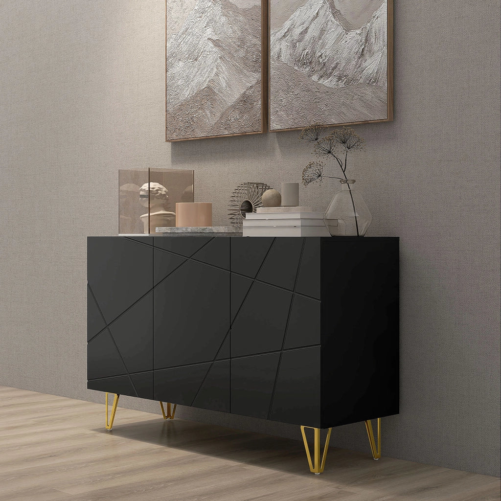 Credenza con 3 ante e ripiani regolabili ¨C Xylo ¨C Nero 120x40x75 cm