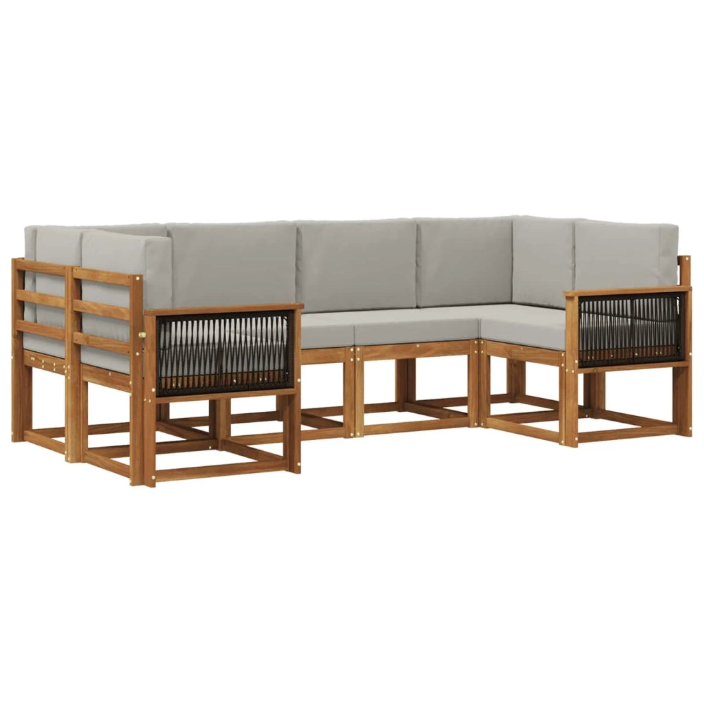 Set di divani da esterno 6 pz Naturale e Grigio Chiaro 3385492