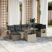 Set Divano da Giardino 8pz con Cuscini Grigio Chiaro Polyrattan 3268062