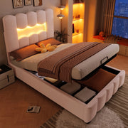 Letto Imbottito con Contenitore e LED ¨C MINIMAL ¨C Velluto Rosa 90x200
