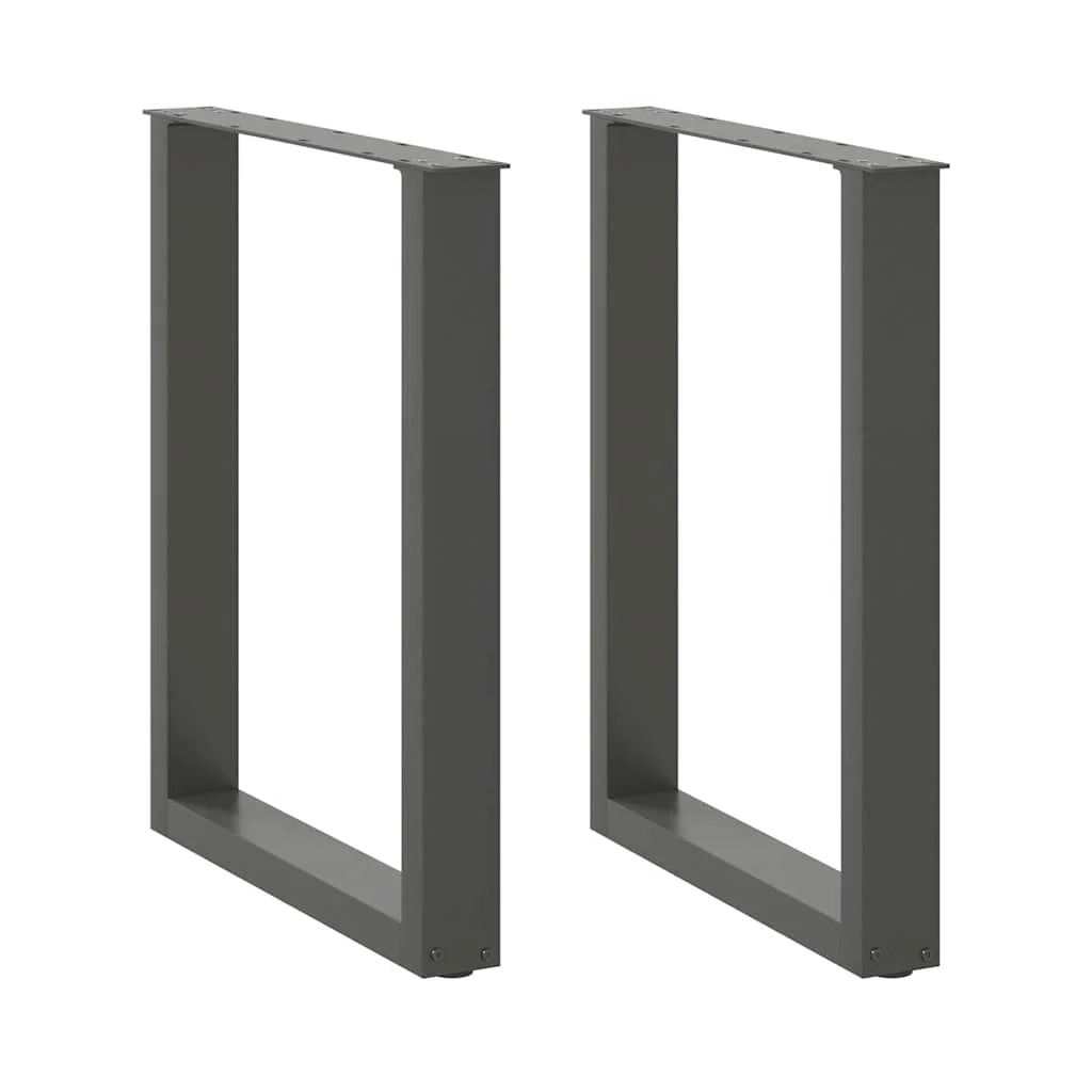 Set di 2 gambe per tavolo da pranzo a forma di U 70 x 72-73 cm con piedini regolabili design moderno in acciaio antracite 02_0057426