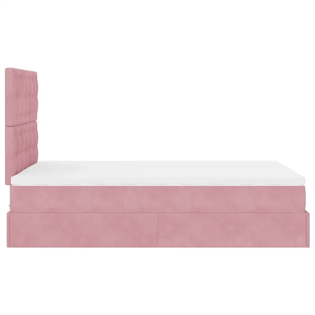 Struttura Letto Pouf con Materassi Rosa 120x190 cm Velluto 3314455