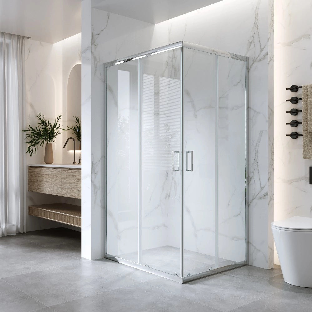 Cabina Doccia Angolare Scorrevole 80x120 Cm H 185 cm vetro Trasparente 6 mm| Kiro