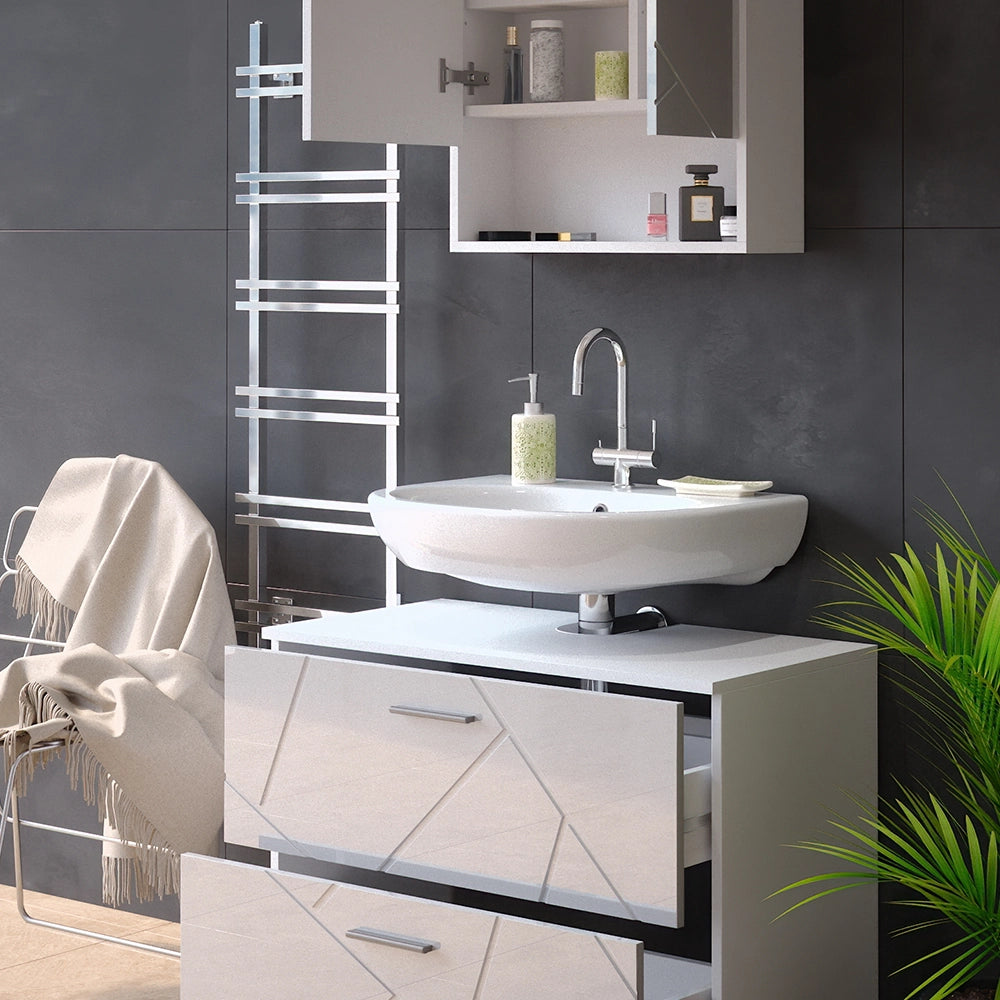 Vicco Set mobili bagno Bianco lucido 2 parti