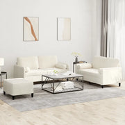 Set di Divani 3 pz con Cuscini Crema in Velluto 3202012