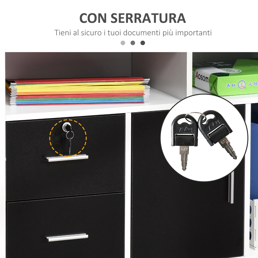 Scrivania Computer con Cassetti ¨C Xylo ¨C Nero e Bianco 100x35x65cm