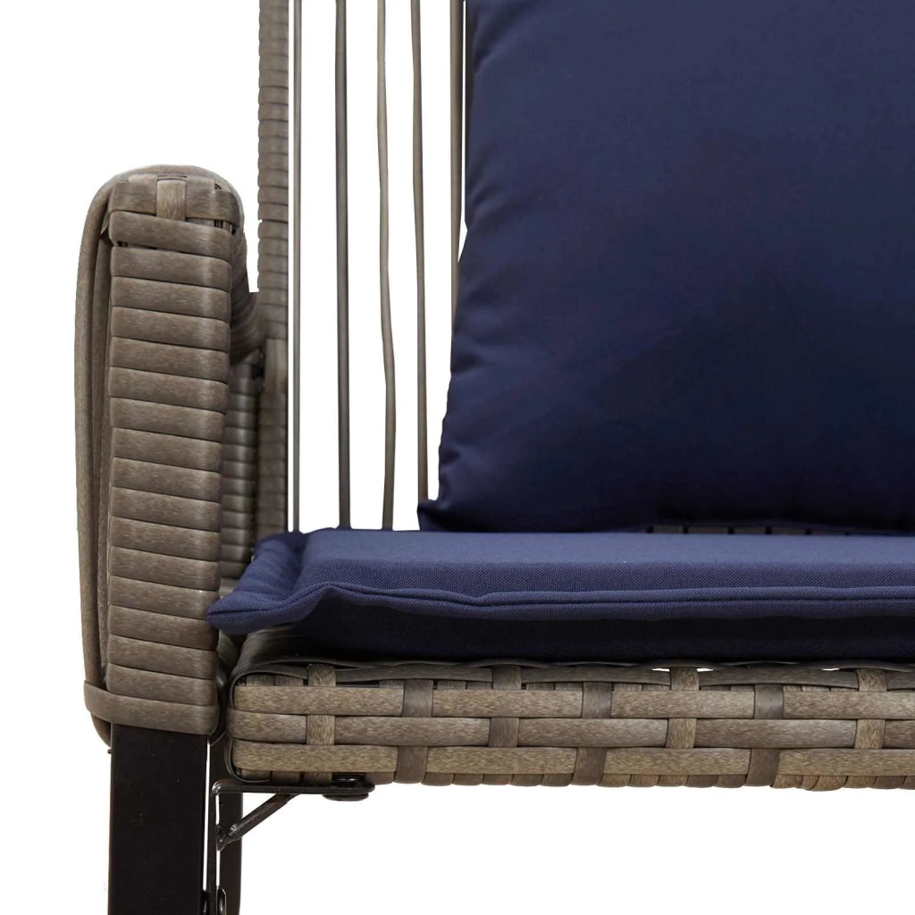 Panchina da esterno 4 pcs Grigio e Blu Navy polyrattan 42025162