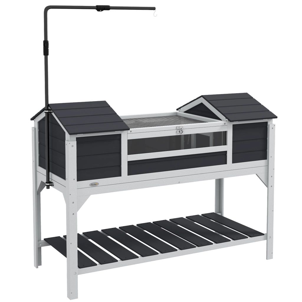 Casetta per tartarughe con 2 nicchie e lampada regolabile ¨C Minimal ¨C 122x56.5x93 cm grigio