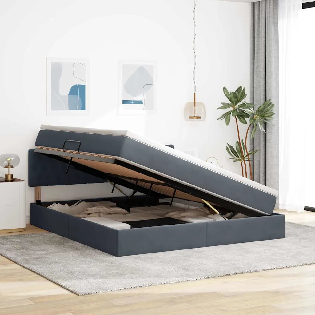 Letto con Contenitore Grigio scuro 160 x 200 cm Velluto