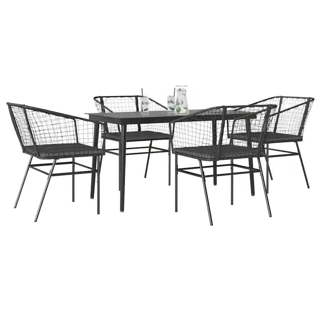 Set da Pranzo da Giardino con Cuscini 5 pz Polyrattan Vetro 3334501