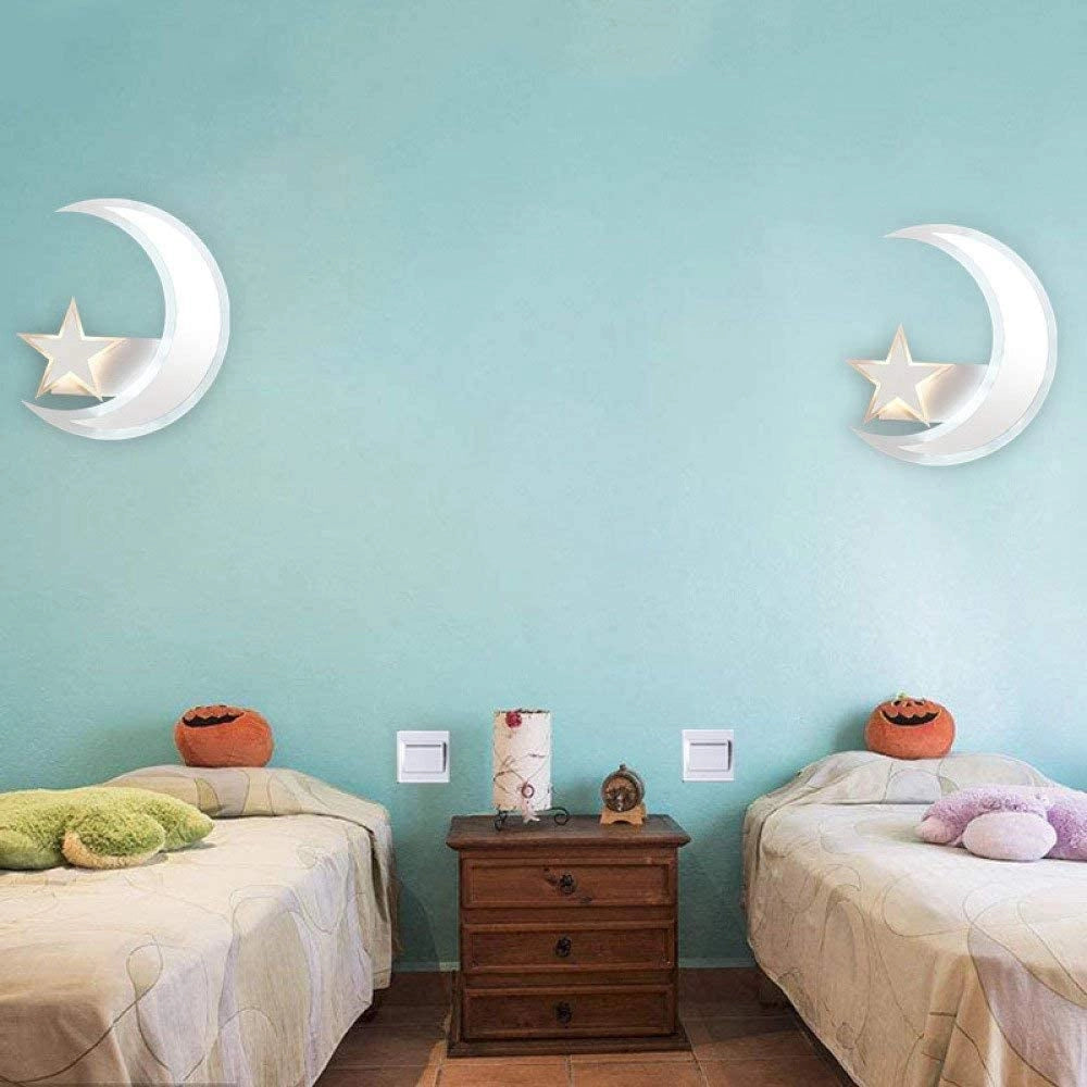 APPLIQUE LAMPADA DA PARETE A MURO MODERNA LED LUNA CON STELLA LUCE CALDA 3000K