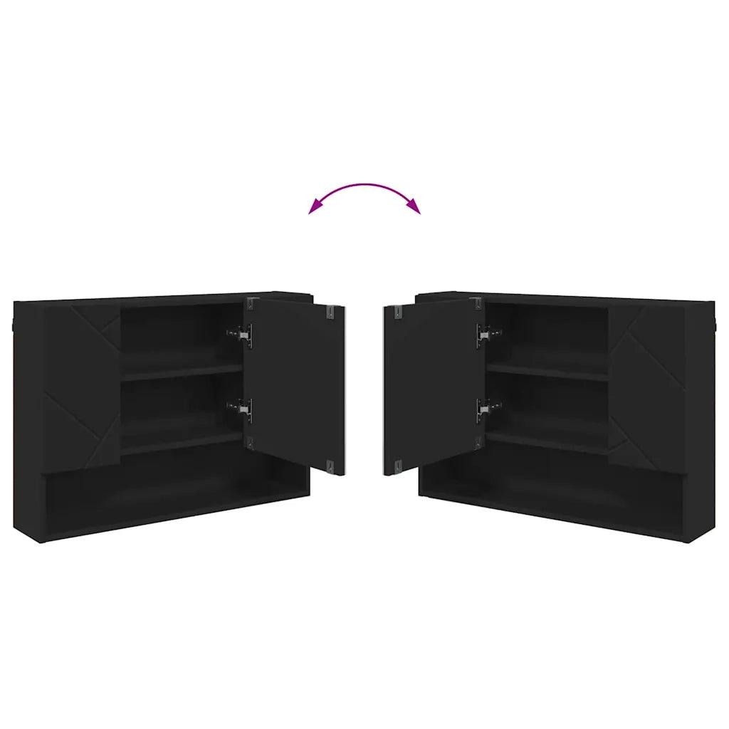 Set di mobili per il bagno con cassetto con porta 2 pcs Nero 3393014