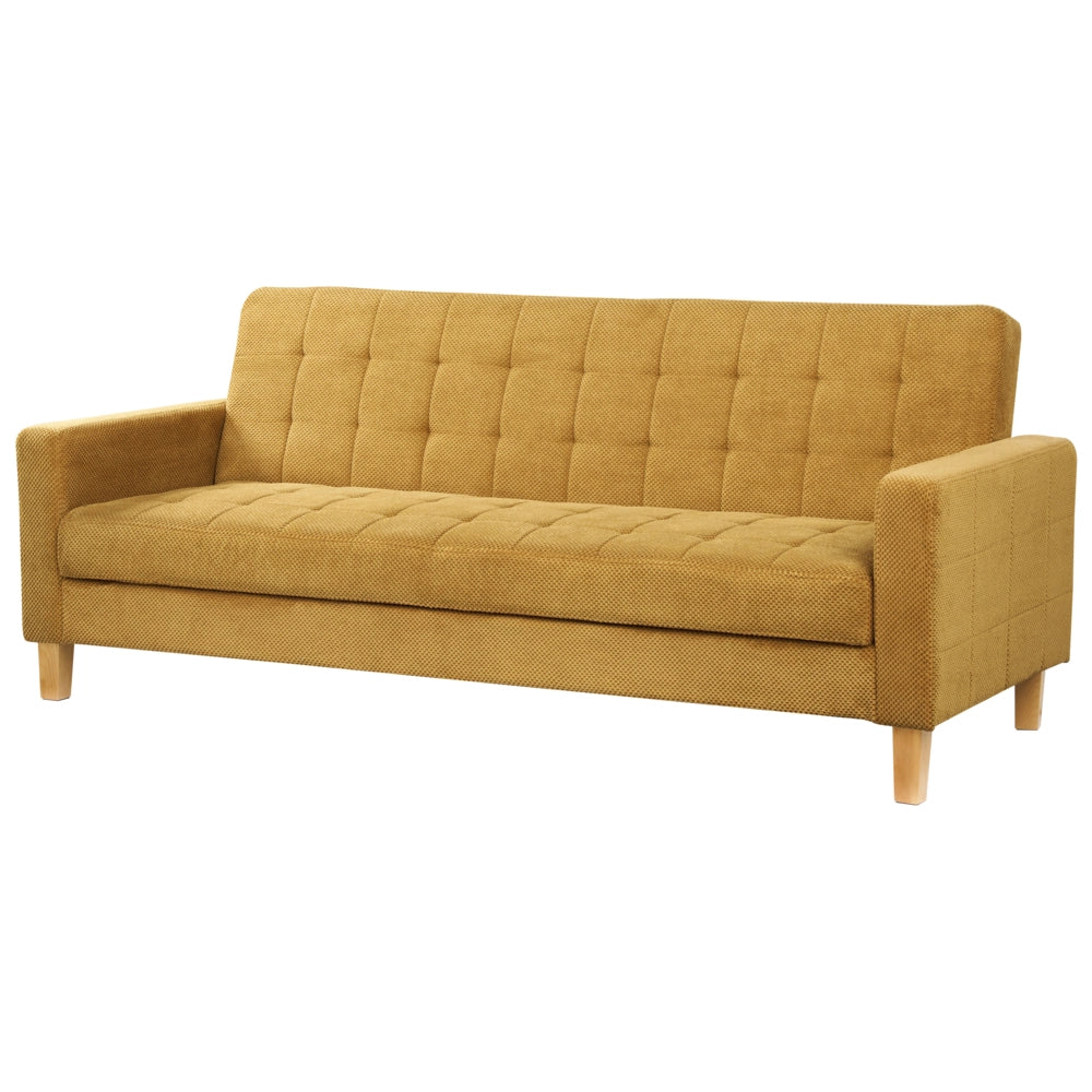 Divano letto in tessuto giallo 3 posti imbottito Trapuntato Click Clack