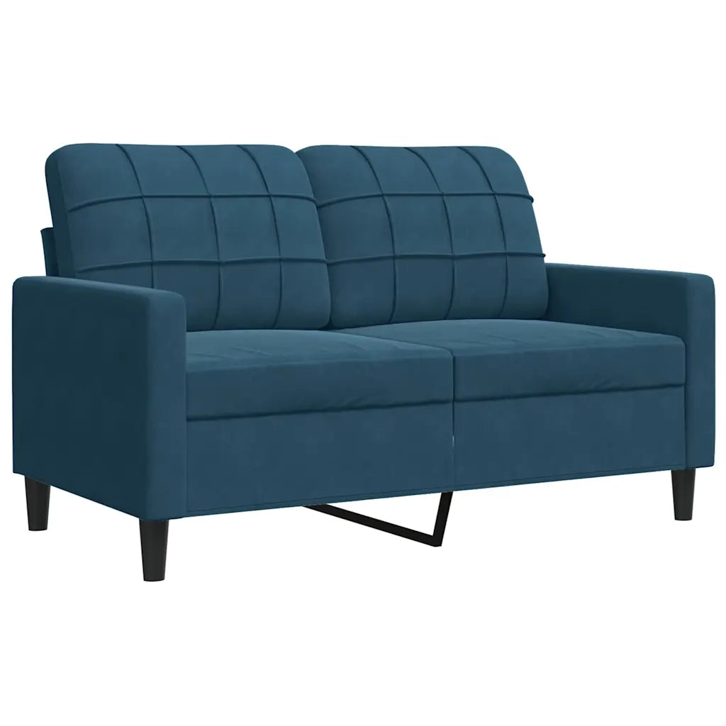 Set di Divani 3 pz con Cuscini e Rinforzi Blu in Velluto 3278430