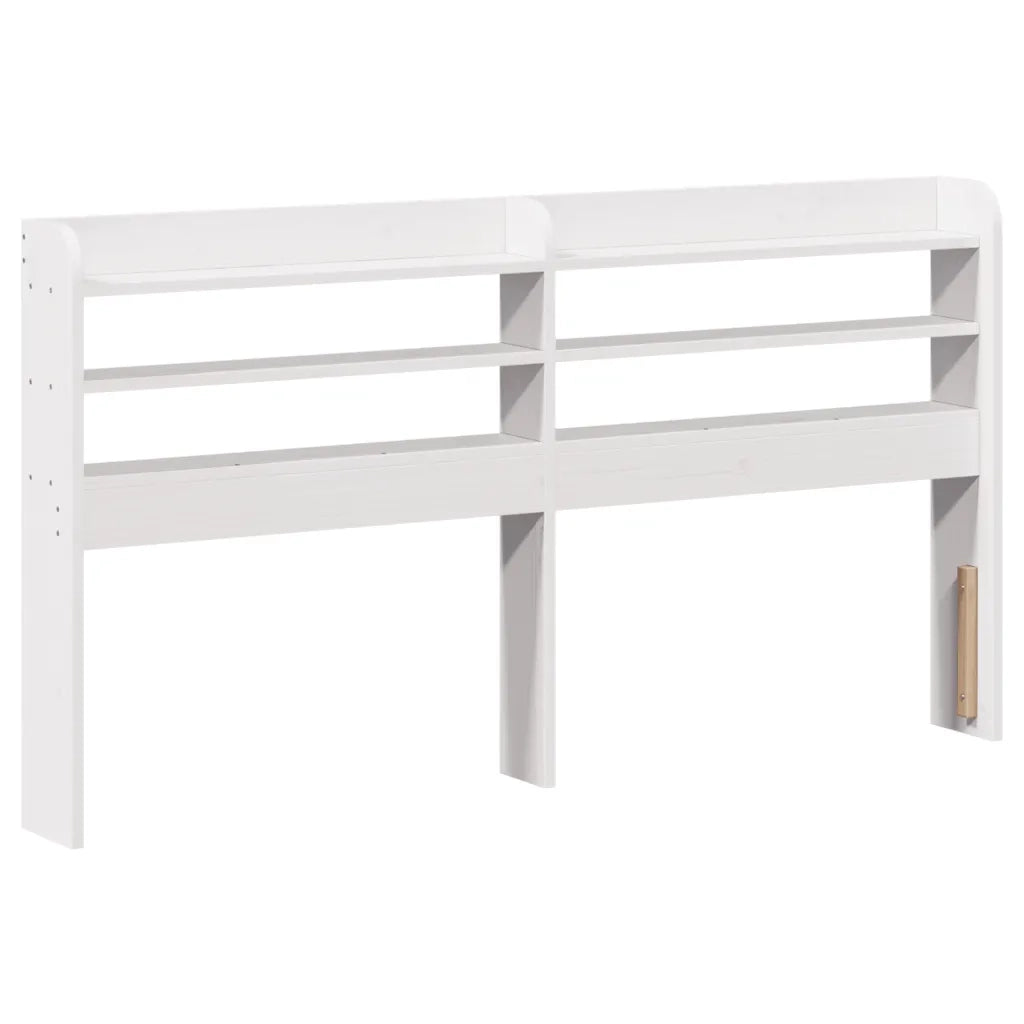 Testiera con Ripiani-Testata contenitore Bianca 135 cm in Legno Massello di Pino 477559