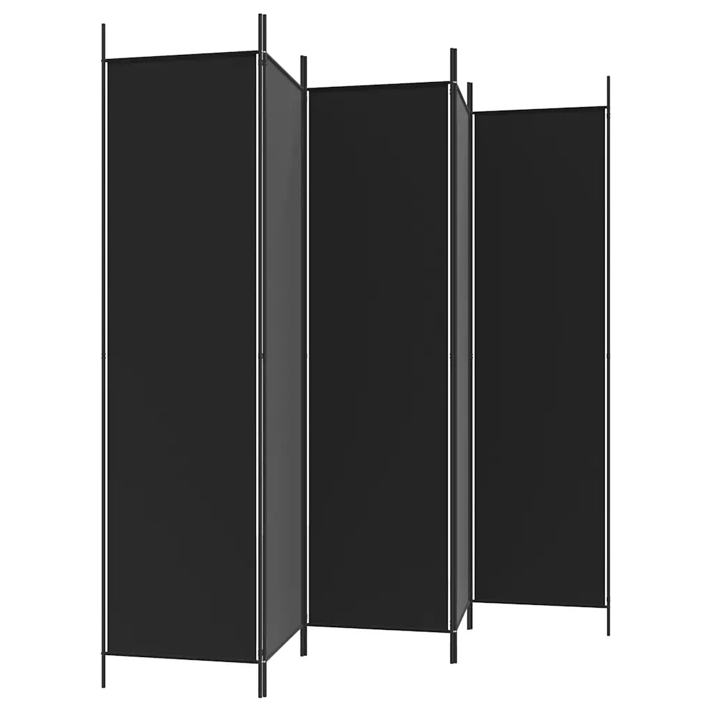 Divisorio 5 Pannelli-Set di 5 pannelli Paravento Nero 250x200 cm Tessuto