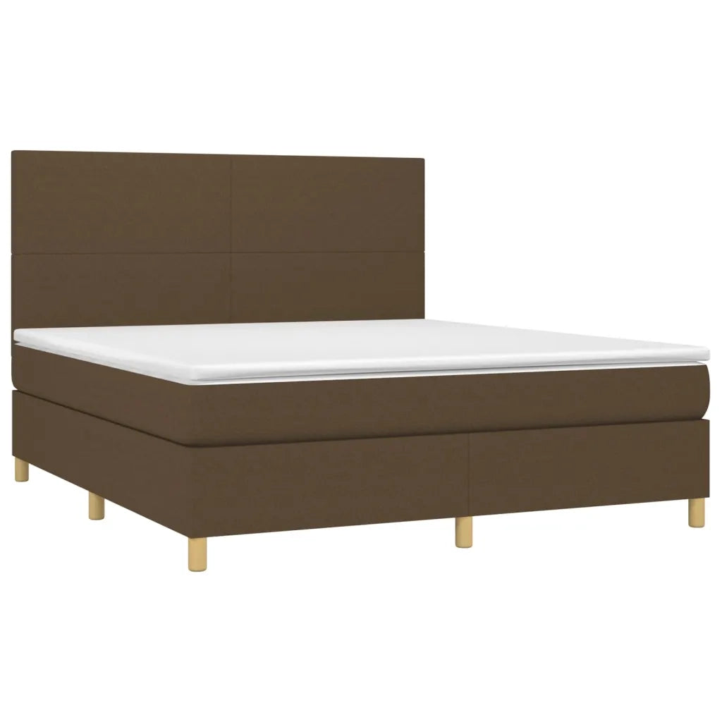 Letto a Molle Materasso e LED Marrone Scuro 160x200 cm Tessuto