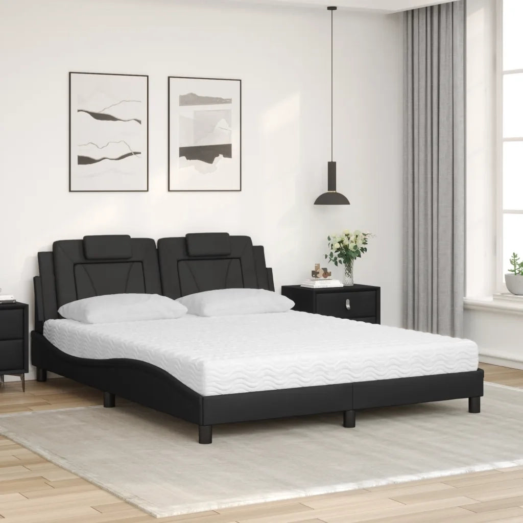 Letto Viana con Materasso Nero 160x200 cm in Similpelle