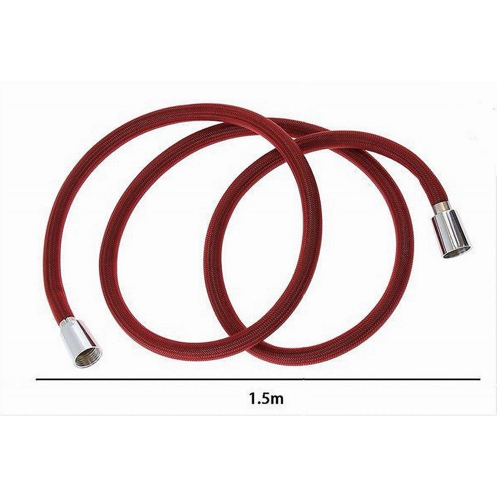 Trade Shop - Tubo Doccia Flessibile 1.5 Mt Rosso 150 Cm Laccio Bagno Per Doccetta Box 87281 -