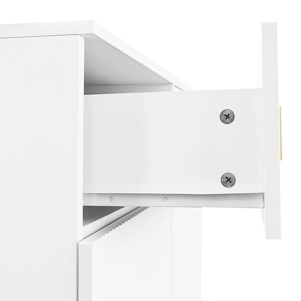 Sideboard Scarpiera con Cassetti e Ripiani Regolabili ¨C MINIMAL ¨C Bianco/Oro