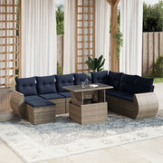 Set Divani da Giardino 9 pz con Cuscini Grigio in Polyrattan 3268731