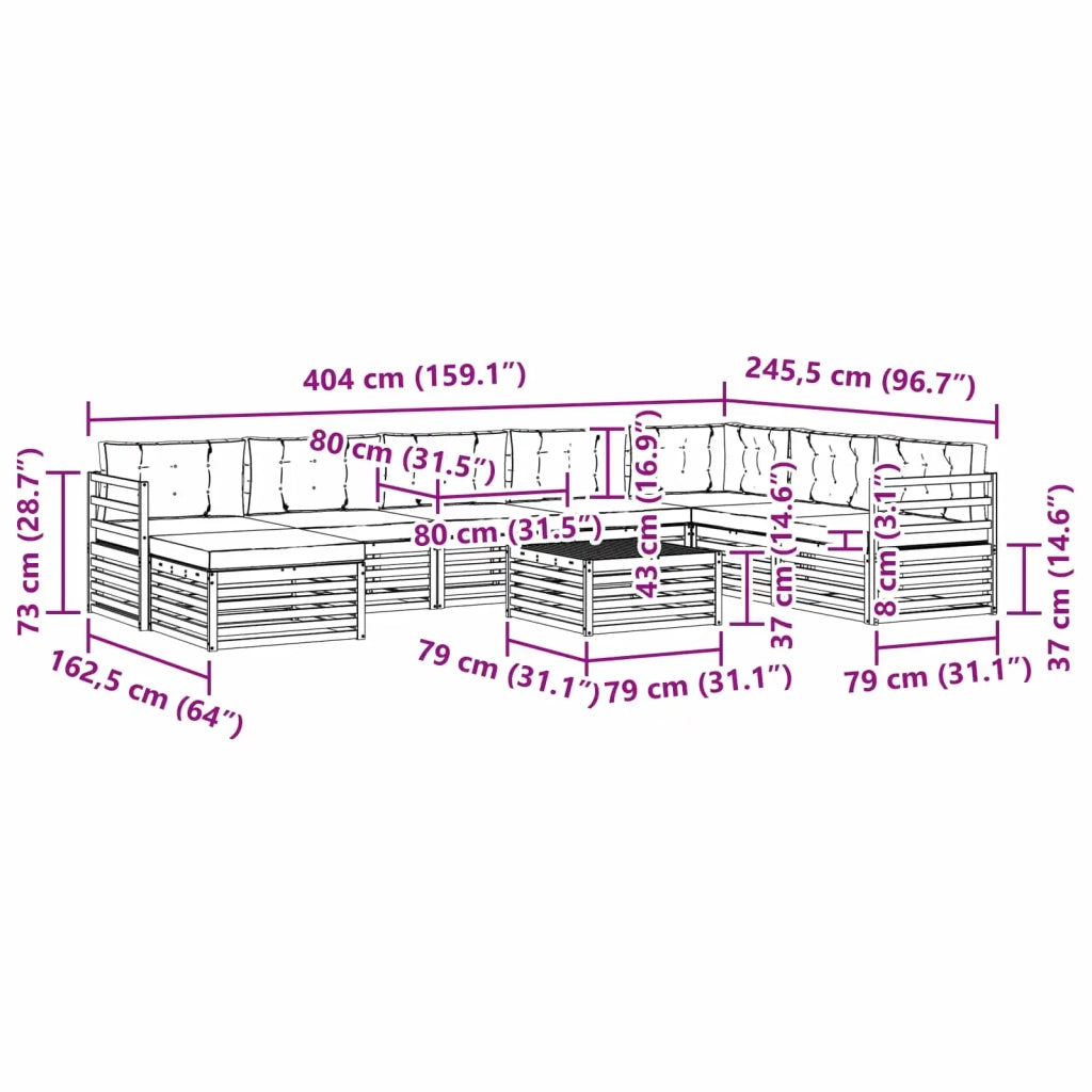 Set di divani da esterno 9 pz Bianco e Antracite Poliestere 3390987