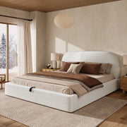 LETTO Contenitore idraulico 180x200 cm Bouclé Beige