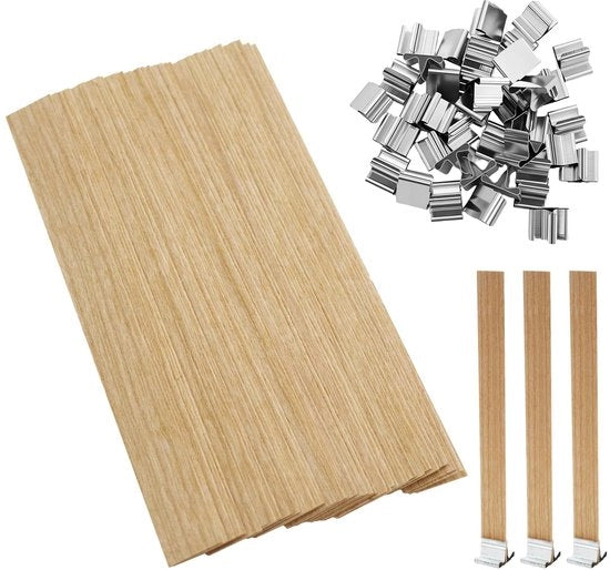 Lontini in Legno 40 Pezzi - 13mm x 130mm - Legno Naturale - Accensione Sicura - Per Candelabri - Facili da Usare - Lint per Candelabri