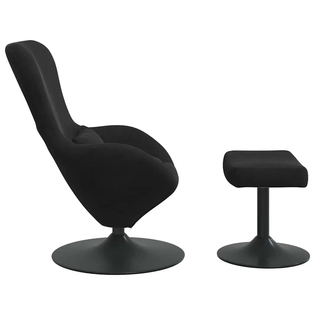 Poltrona | Sedia Egg con Pouf Nero Velluto