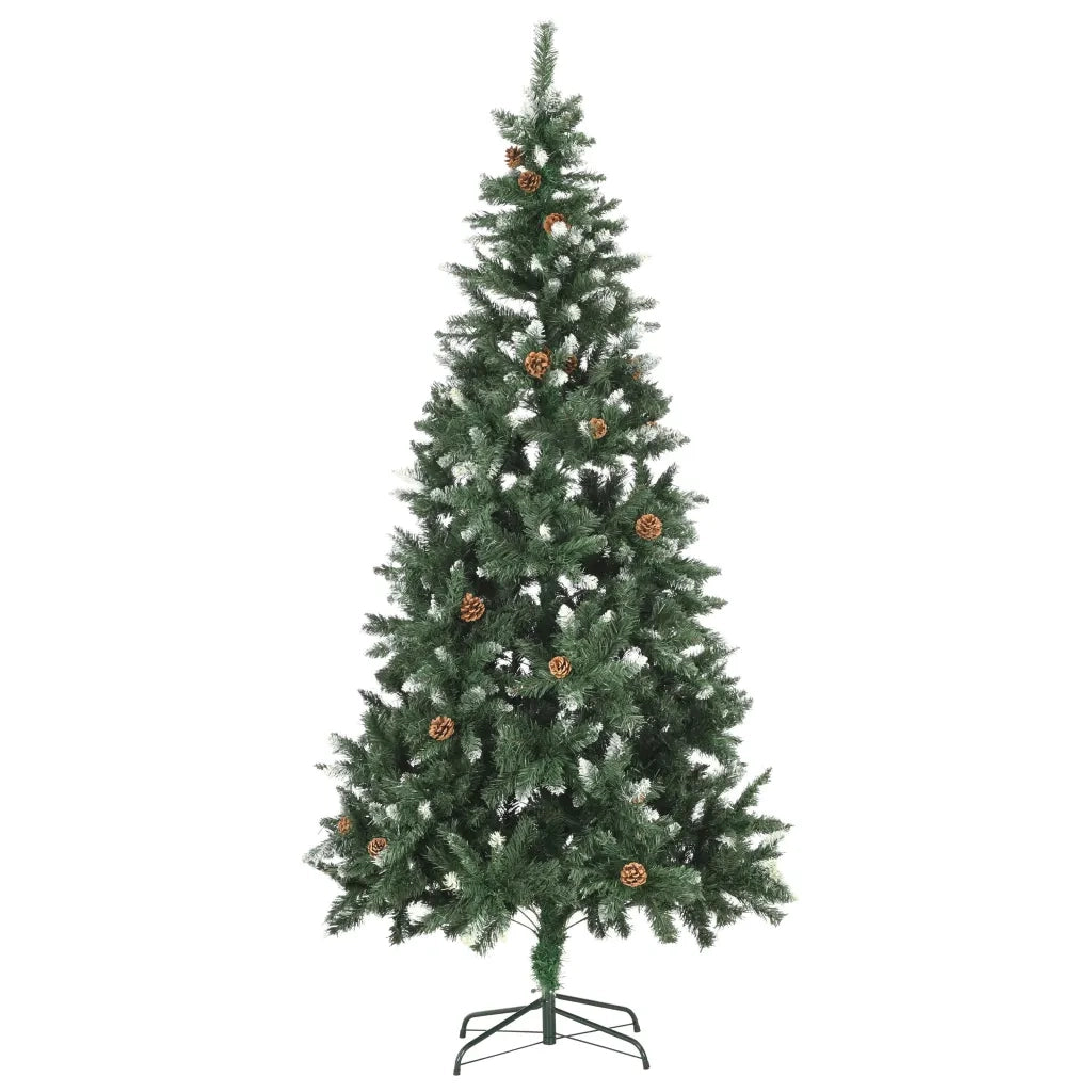 Albero di Natale | Decorazioni natalizie Artificiale Pigne e Brillantini Bianchi 210 cm
