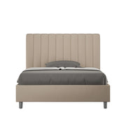 BS COM Letto una piazza e mezza con rete imbottito 130x190 similpelle tortora