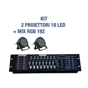 Trade Shop - Kit Par Led Faro Rgb 36 Led Strobo Programmabile Dmx + Mixer 192 -      -2 Pezzi -