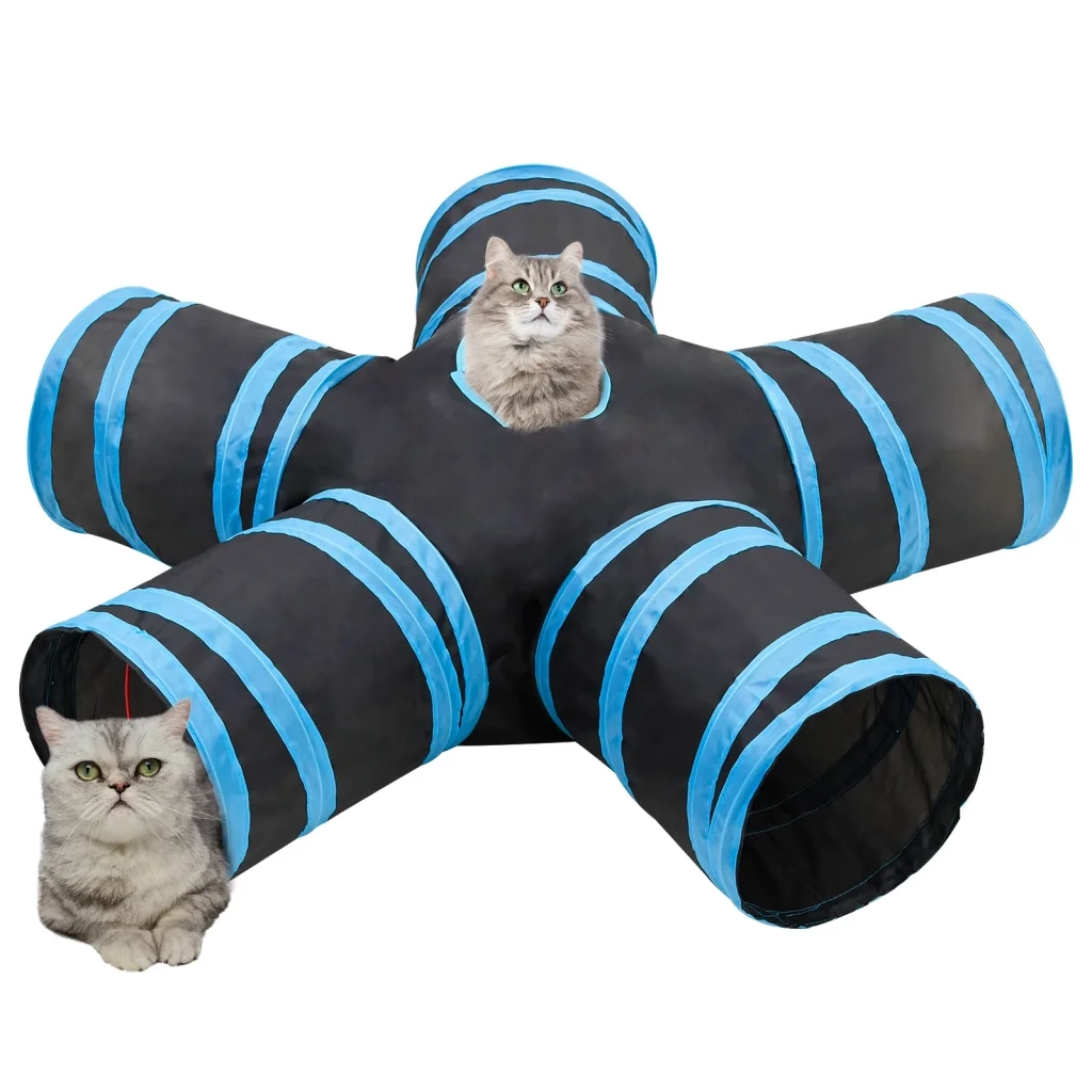 Tunnel per Gatti a 5 Vie Nero e Blu 25 cm in Poliestere CFW2795259
