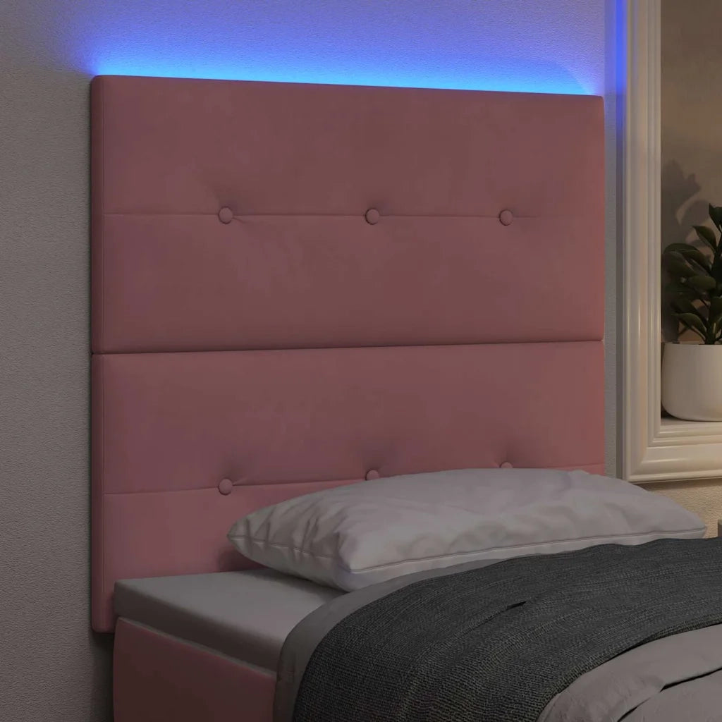 Testiera | Testata LED con strisce LED Rosa 90 cm Velluto