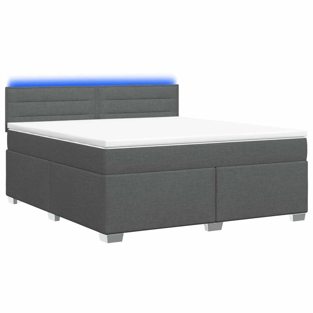 Letto con Box Spring, Materasso e LED Grigio Scuro 140 x 200 cm 3451953