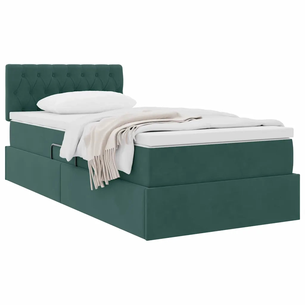 Letto con Contenitore Verde Scuro 90 x 190 cm Velluto