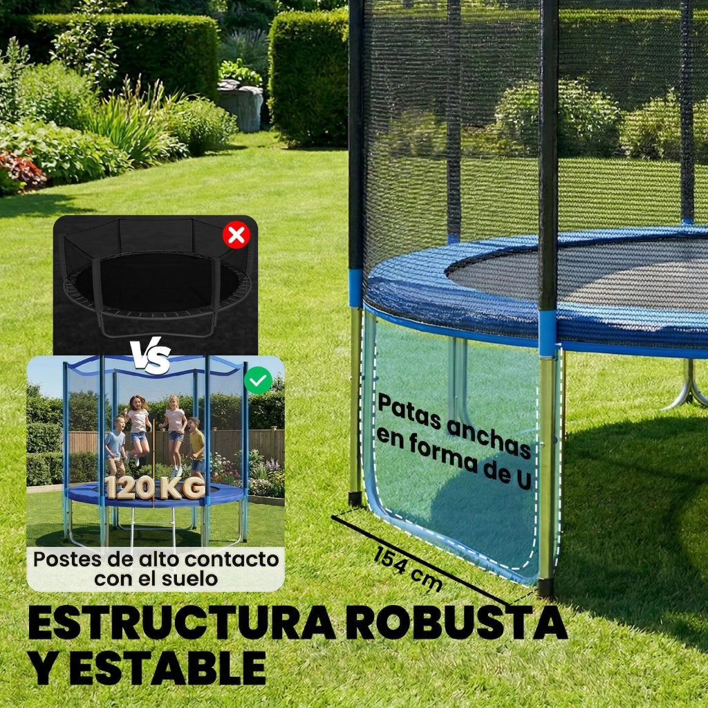 Trampolino Elastico per Esterno con Rete di Sicurezza ¨C Zephmum ¨C Blu ?305 cm