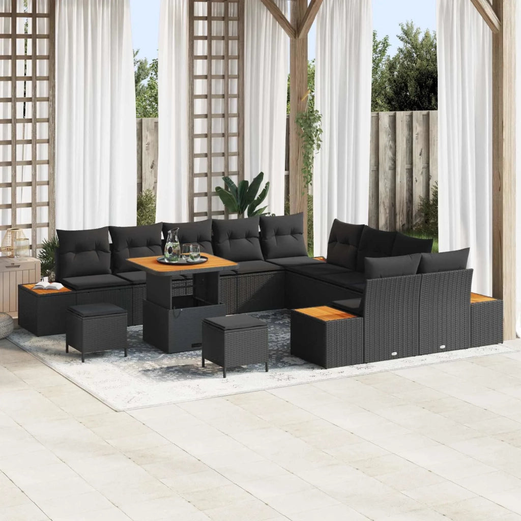 Set Divano da Giardino 13 pcs Nero polyrattan 3362969
