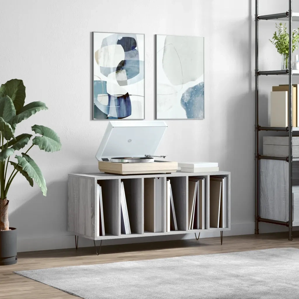 Mobile Porta Dischi Grigio Sonoma 100x38x48cm Legno Multistrato 831754