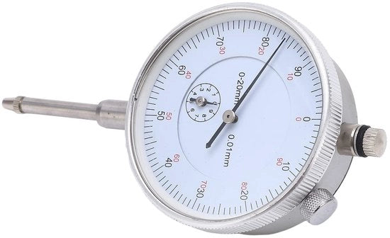Misuratore di livello molto preciso - orologio di misura meccanico - acciaio inossidabile resistente alle abrasioni - con cono in ottone integrato - intervallo di misura 0-20 mm - ideale per misurazioni precise