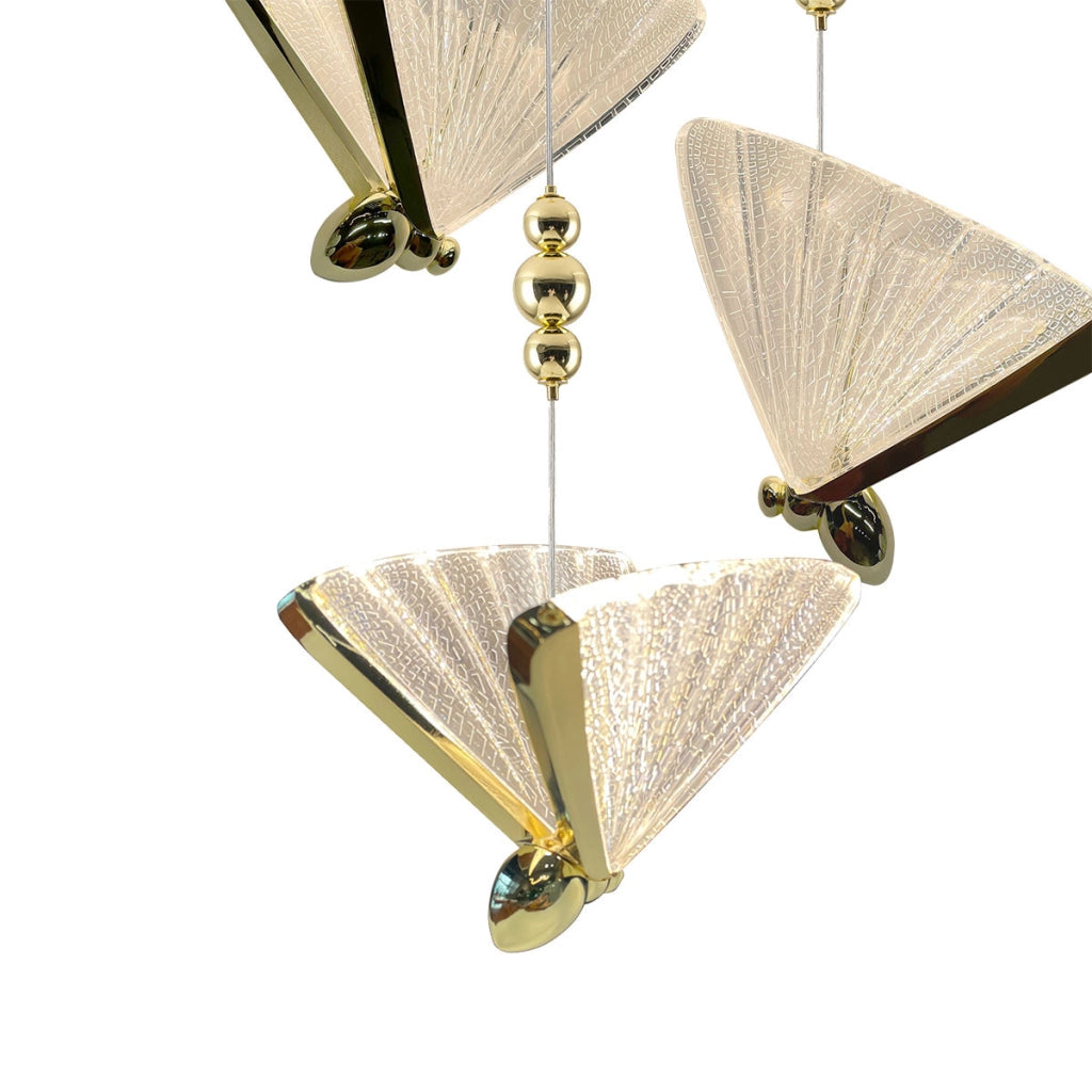 Lampada a sospensione LED oro farfalle glamour Mariposa