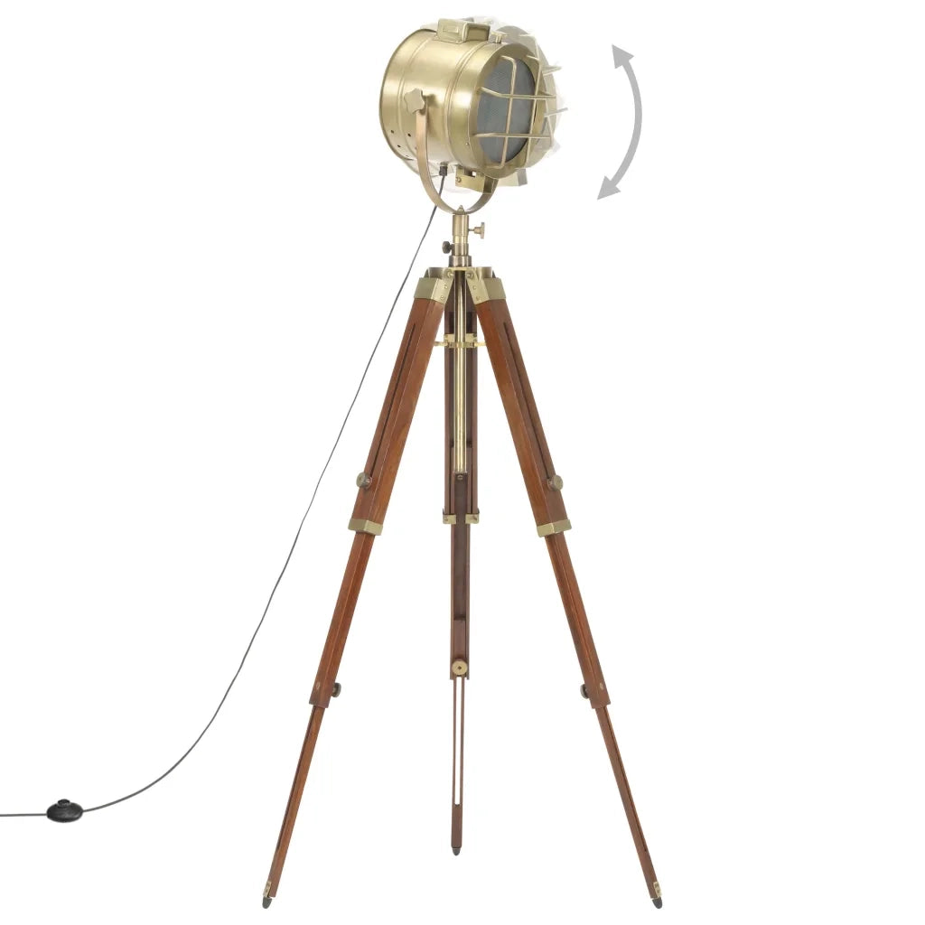 Lampada da Terra a Treppiede Legno Massello di Mango 165 cm 286112