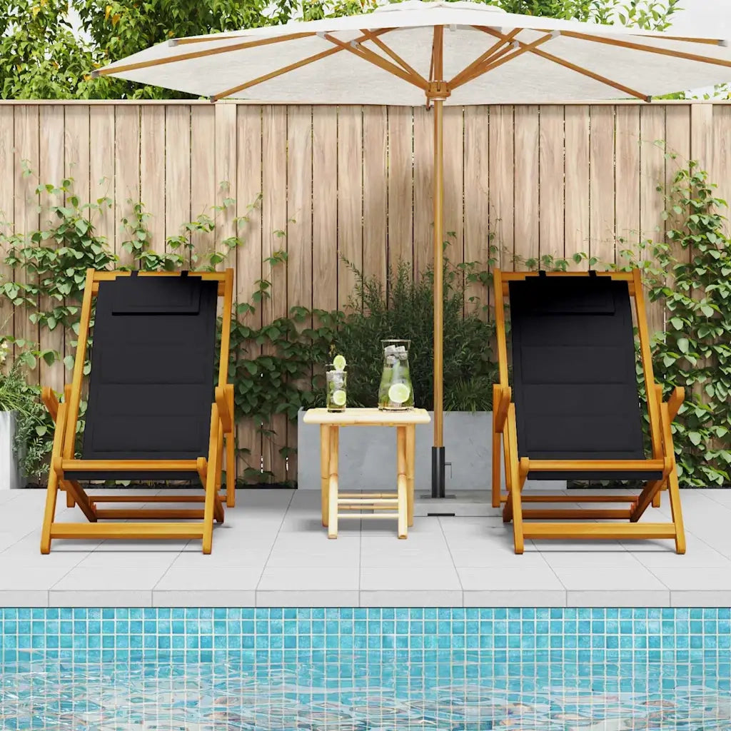Sedia da spiaggia 2 pcs Marrone Legno di Acacia Massello 3325140